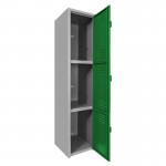 Locker metálico dual grande - 3 puertas verde 